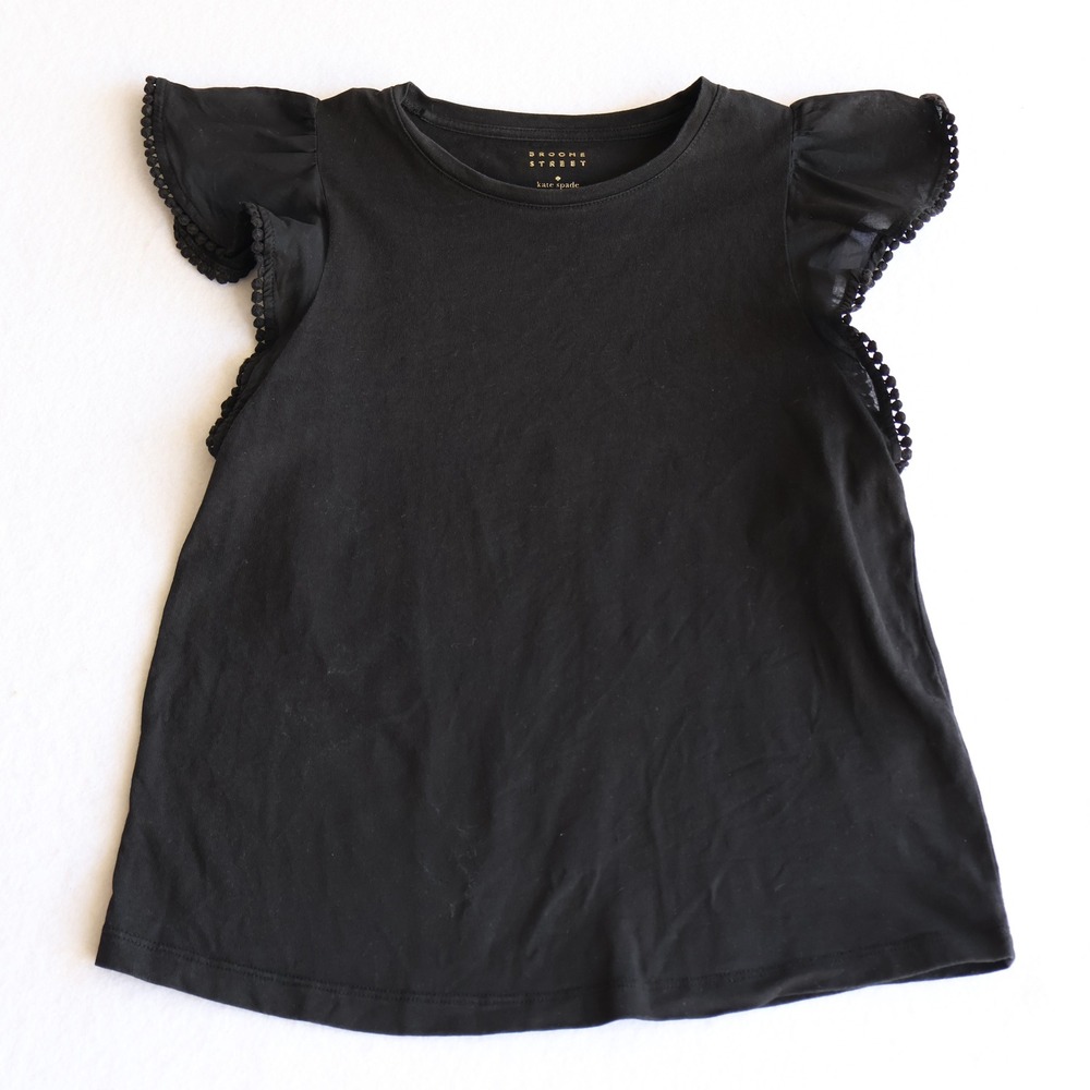 Kate Spade Black Broome Street Ruffled Sleeve Blouse Women's Size XS